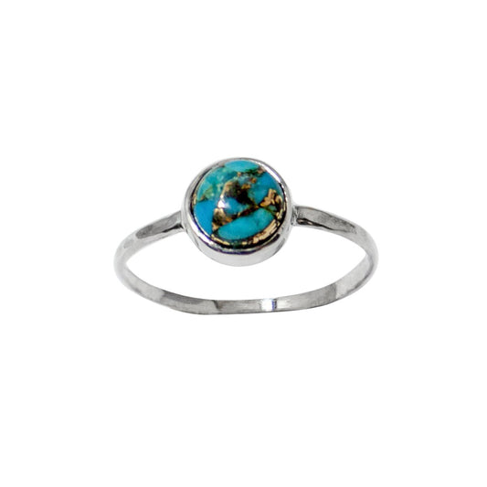 Copper Turquoise Bezel Sterling Silver Ring