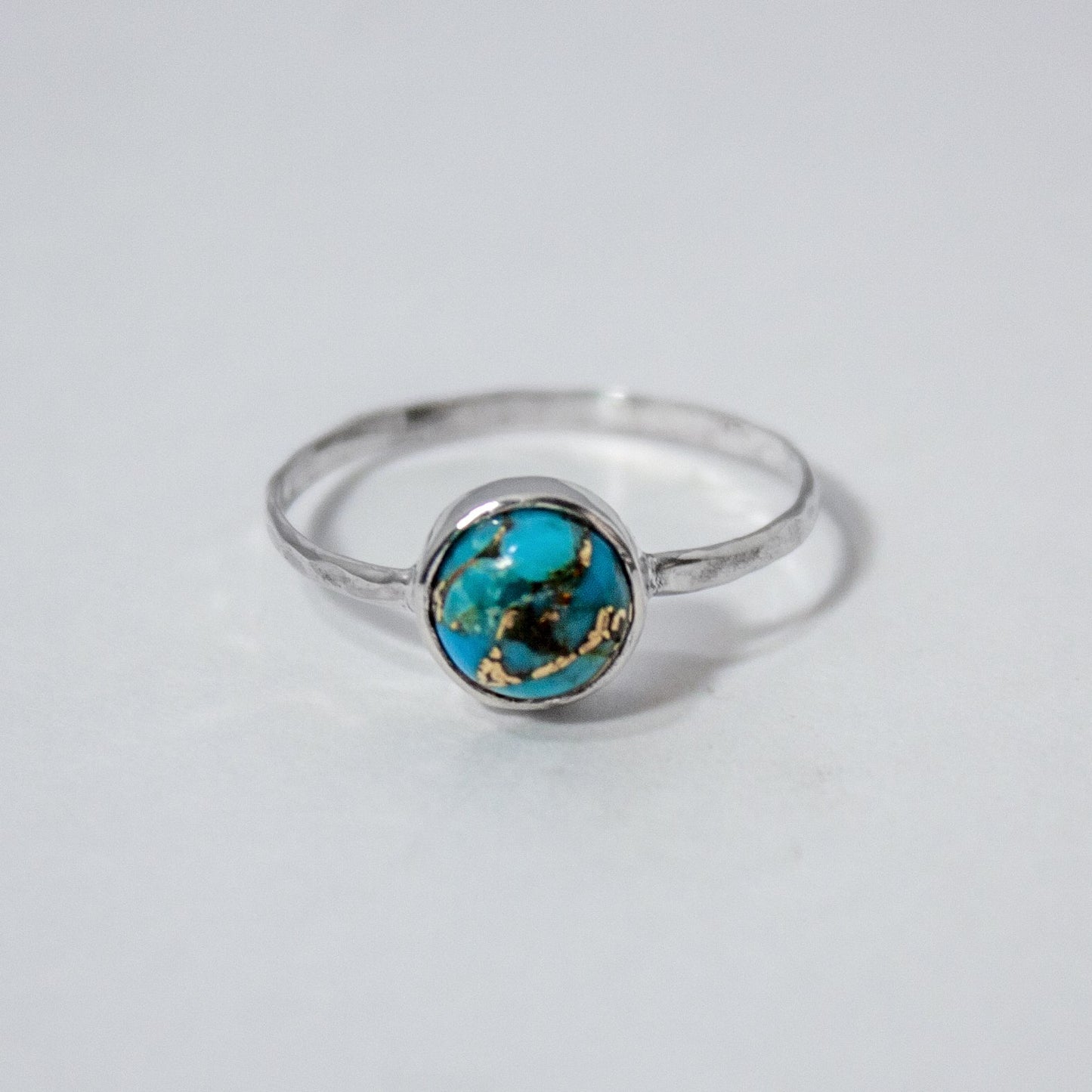 Copper Turquoise Bezel Sterling Silver Ring