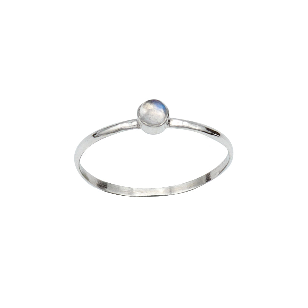 Dainty Rainbow Moonstone Bezel Ring