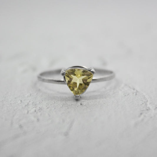 Lemon Topaz Trillion Solitaire Ring