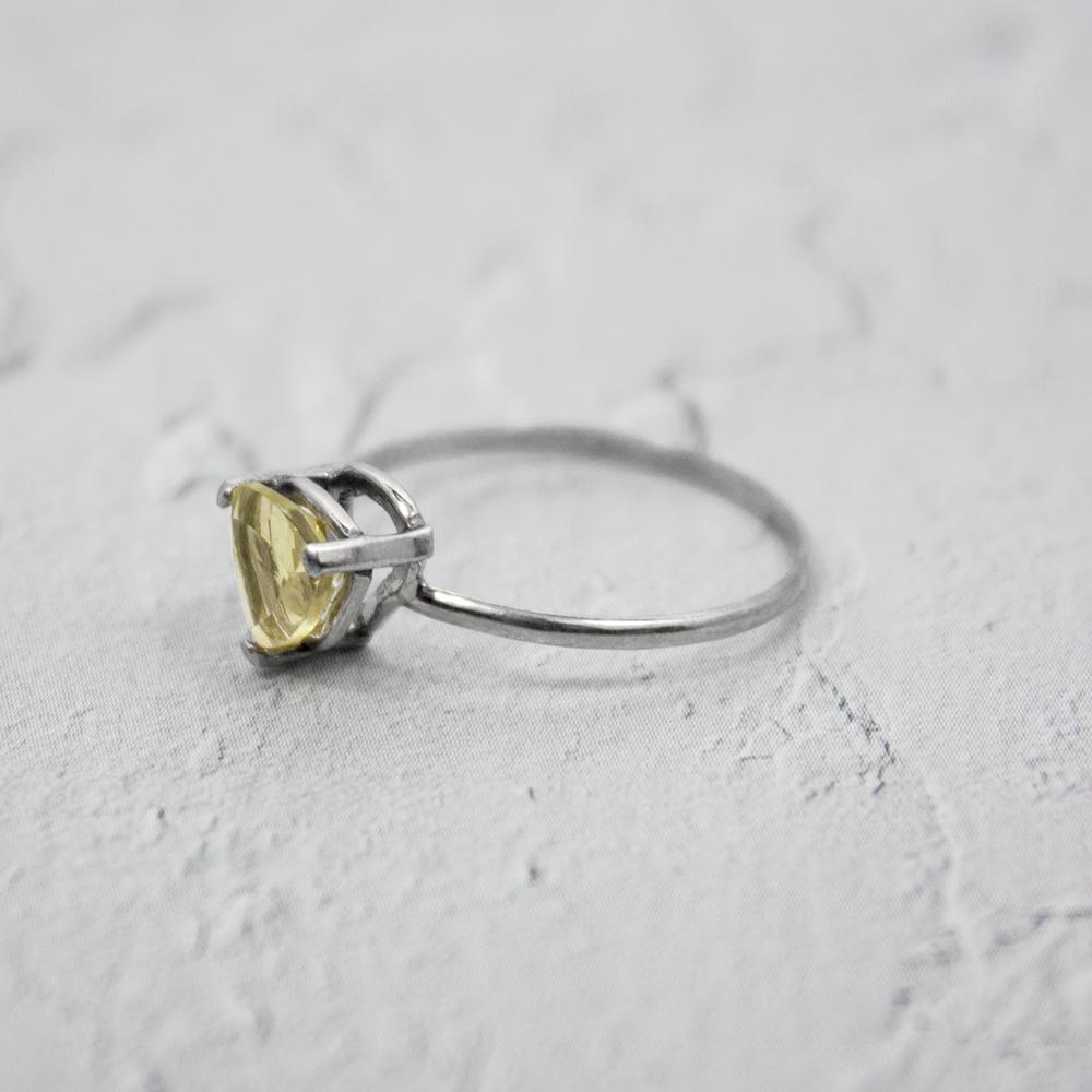 Lemon Topaz Trillion Solitaire Ring