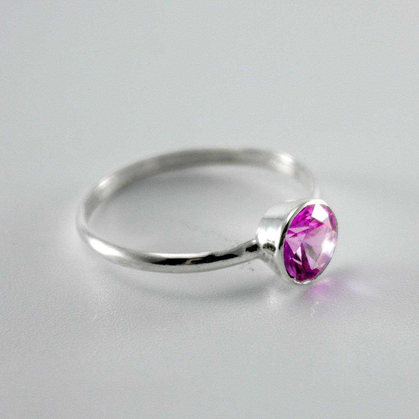 Pink Sapphire Sterling Silver Ring