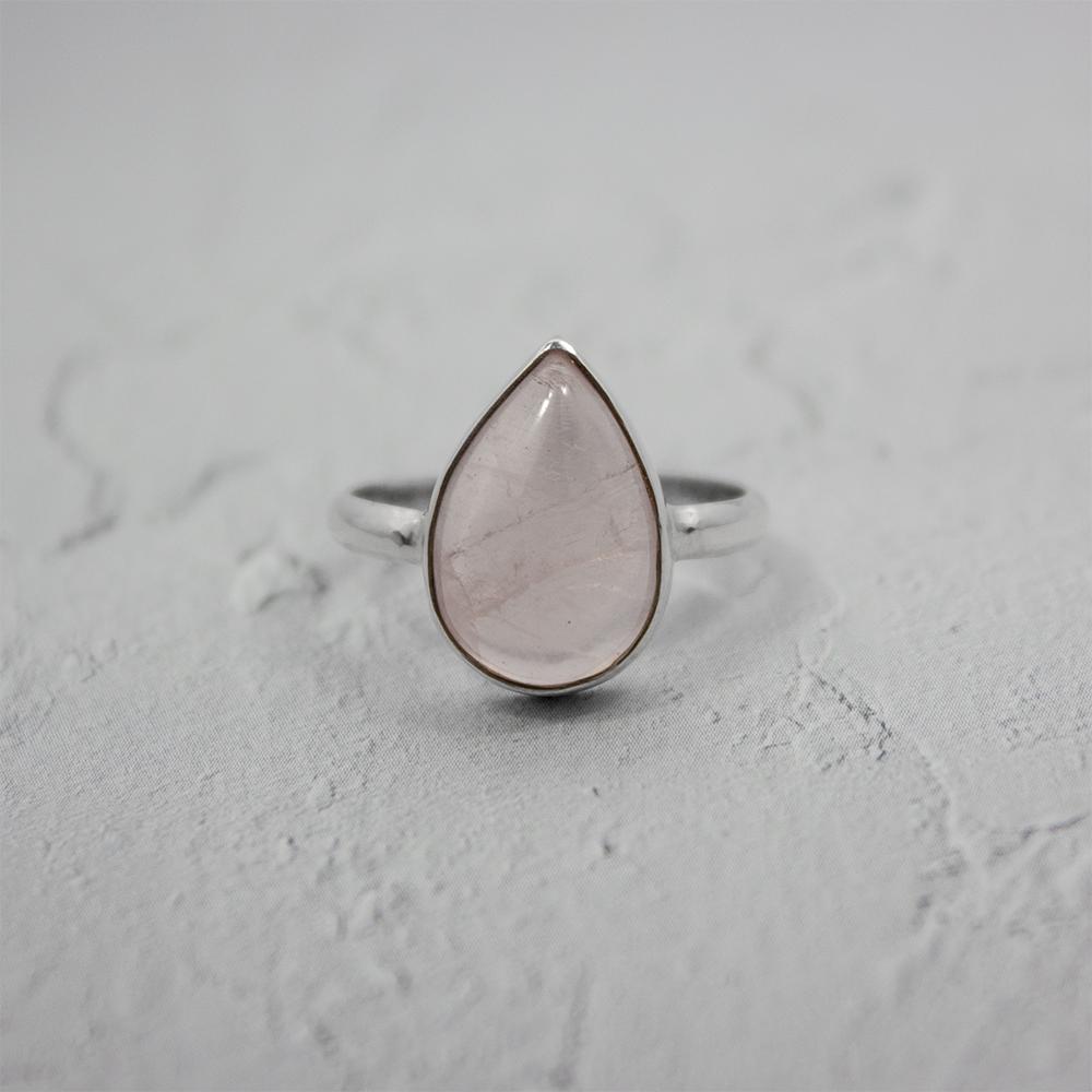 Pear Rose Quartz Ring