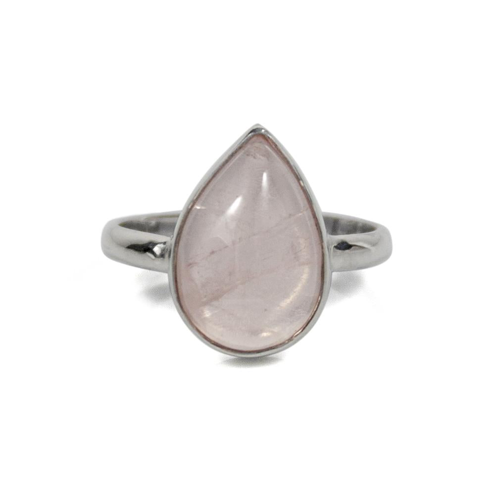 Pear Rose Quartz Ring