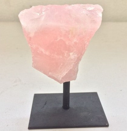 Natural Rose Quartz on Metal Stand