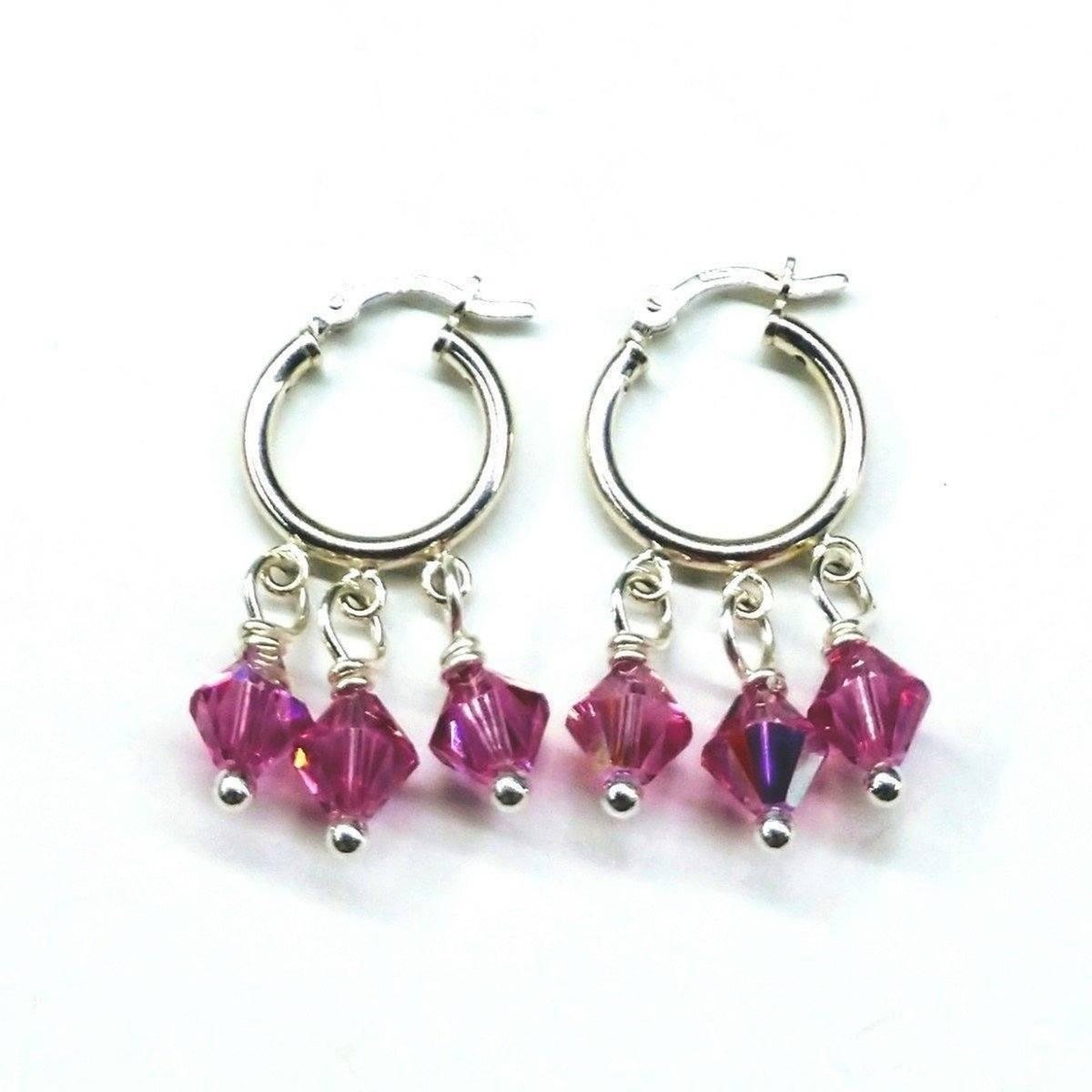 Sterling Silver Hoop Crystal Earrings