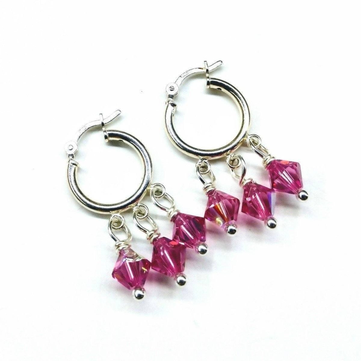 Sterling Silver Hoop Crystal Earrings