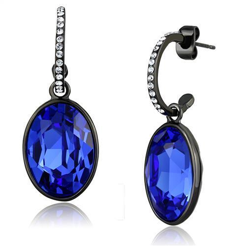 Ion Plated Black Stainless Steel Sapphire Earrings