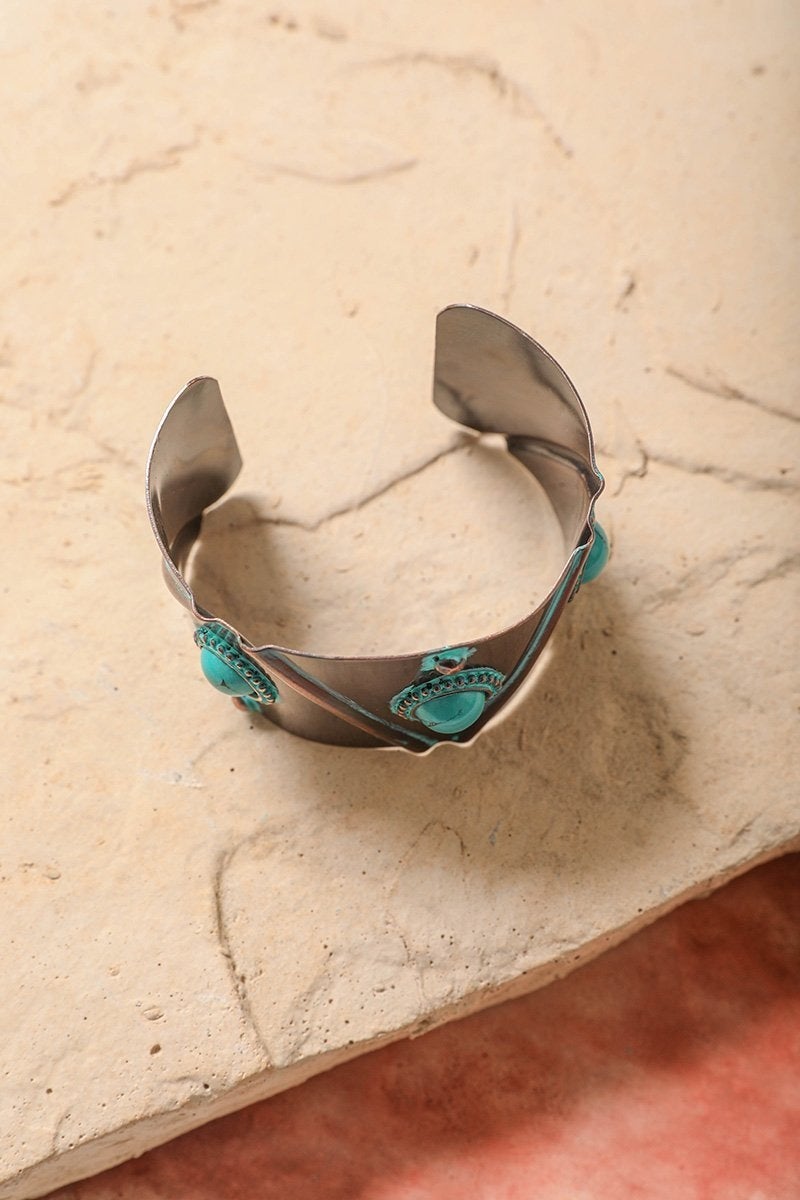 Turquoise Stone Studded Cuff