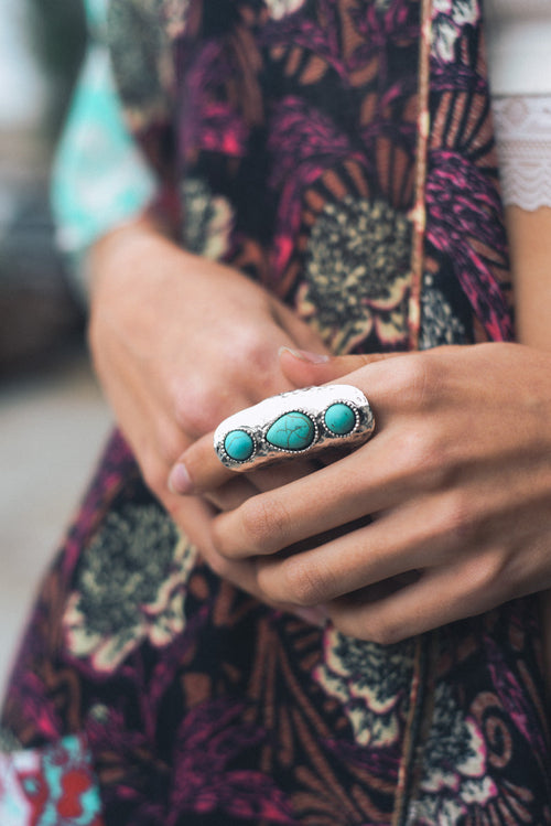 Waterfall Droplet Turquoise Stone Ring